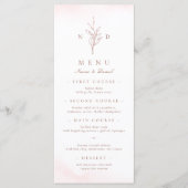 Menu Rose or simple élégant feuille monogramme mariage (Devant)