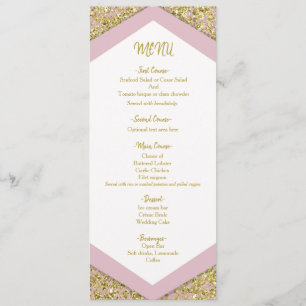 Menu Rose Pâle Chic Paillettes Dorées Mariage Glam M