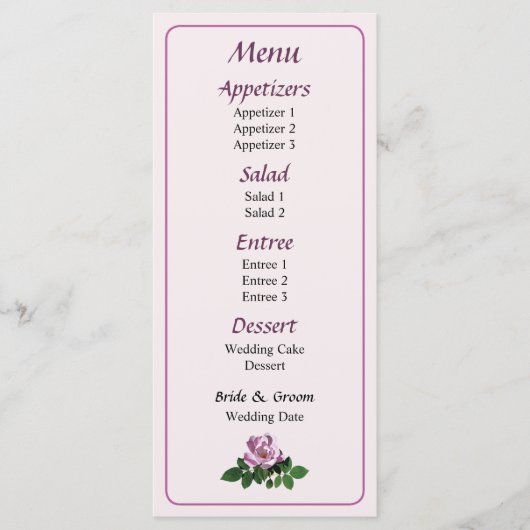 Menu Rose Pâle Délicat... (Devant)