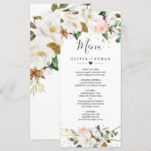 Menu Rose Pâle Or Géométrique et Fleur de Magnolia Blan (Devant / Derrière)