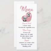 Menu Rose Panda Teddy Bear Coeur Soirée de mariage (Devant / Derrière)