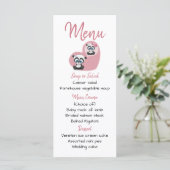Menu Rose Panda Teddy Bear Coeur Soirée de mariage (Debout devant)