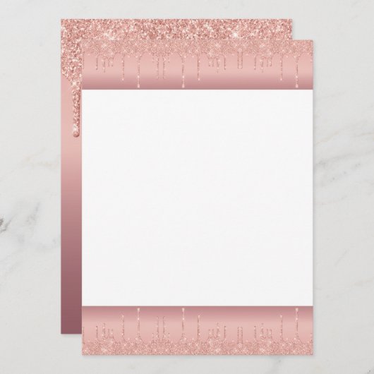 Menu Rose Parties scintillant or Blush Éclats Mariage d (Devant / Derrière)
