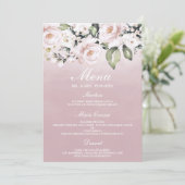 Menu Rose Poussiéreux Rose Fard Aquarelle Anniversaire  (Debout devant)