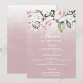 Menu Rose Poussiéreux Rose Fardé Aquarelle Anniversaire (Devant / Derrière)