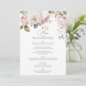 Menu Rose romantique à fleurs aquarelle mariage (Debout devant)