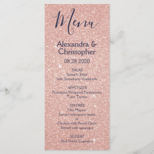 Menu Rose Rose Gold Marine Blue Parties scintillant Mar
