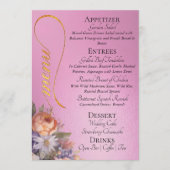 Menu Rose rose - Monogramme, Fleurs sauvages & Merci (Devant)