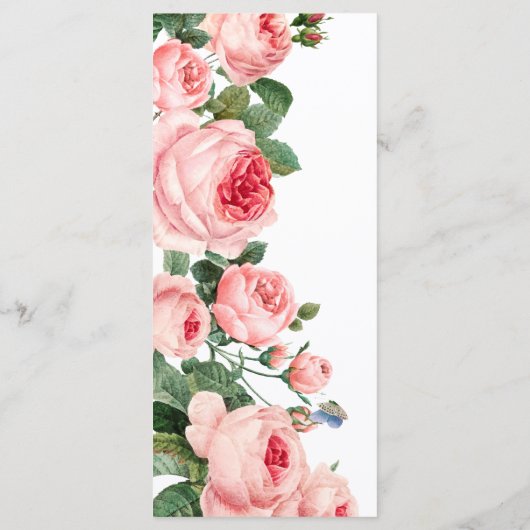 Menu Rose rose rougissant Floral Mariage élégant (Dos)