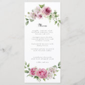 Menu Rose Rose Vert Arc Floral Mariage ou Anniversaire (Devant)