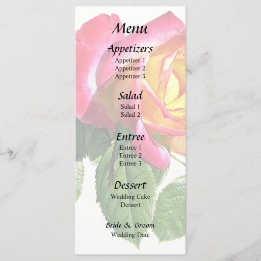 Menu Rose rouge avec centre jaune doré (Devant)