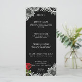 Menu Rose rouge Beau Mariage de dentelle blanche (Debout devant)