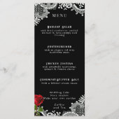 Menu Rose rouge Beau Mariage de dentelle blanche (Devant)