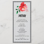 Menu Rose rouge sur noir et blanc En vichy vérifier Der (Devant)