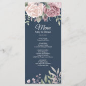 Menu Rose Rustique Dusty de la marine Mariage d'aquarel (Devant)