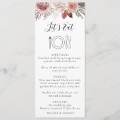 Menu Rose Rustique Gold Floral Calligraphie Mariage Men (Devant)