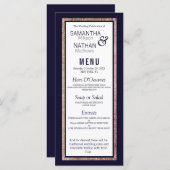 Menu Rose simple Gold Linked Marine Mariage bleu (Devant / Derrière)