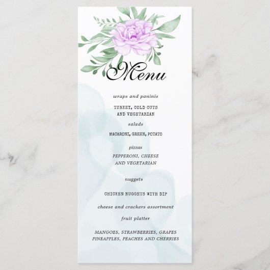Menu Rose violet Eucalyptus Feuille fête d'anniversaire (Devant)