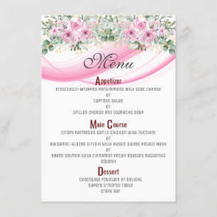 Menu Rose Wave & Floral 4,5 pouces x 6,25 pouces