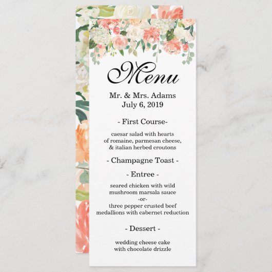 Menu Roseraie (Devant / Derrière)