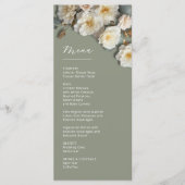 Menu Roses blanches 3D sur fond vert sauge (Devant)