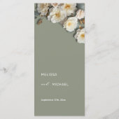 Menu Roses blanches 3D sur fond vert sauge (Dos)