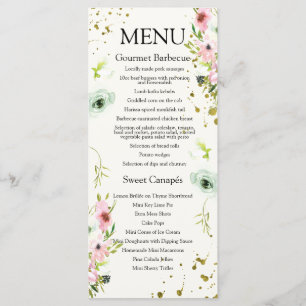 Menu Roses blanches et blanches monogrammes et éclabous