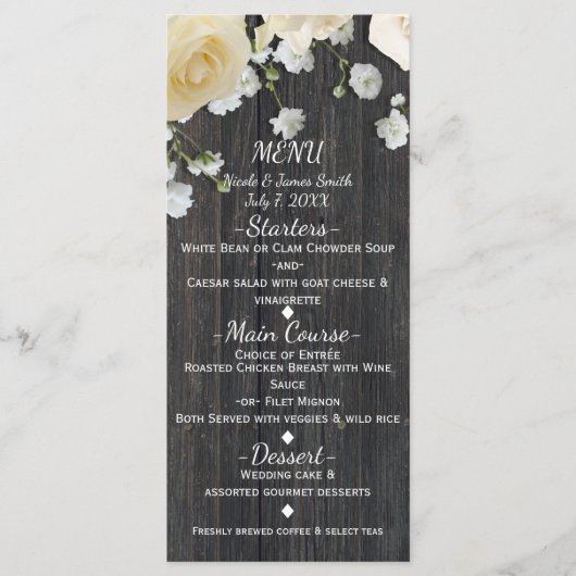 Menu Roses blanches et haleine de bébé sur le Mariage d (Devant)