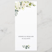 Menu Roses blanches Eucalyptus Dîner Mariage vert (Dos)