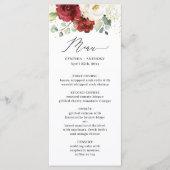 Menu Roses blanches rouges bordeaux Mariage d'eucalyptu (Devant)