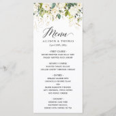 Menu Roses blanches Verdure Or Floral Mariage (Devant)