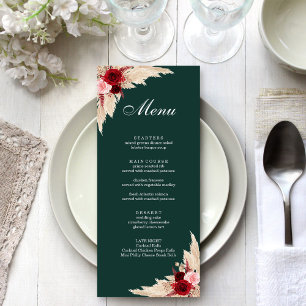 Menu Roses bordeaux et herbe de la pampa bohème