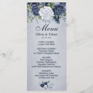 Menu Roses d'aquarelle bleu vintage