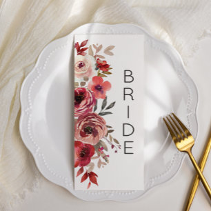 Menu Roses Florales Rouge Foncé Places Réservées