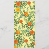 Menu Roses floraux de Mariage orange jaune (Dos)