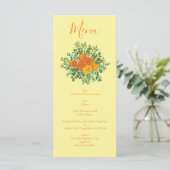 Menu Roses floraux de Mariage orange jaune (Debout devant)