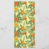 Menu Roses floraux de Mariage orange jaune (Dos)