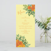 Menu Roses floraux de Mariage orange jaune (Debout devant)