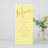 Menu Roses floraux de Mariage orange jaune (Debout devant)
