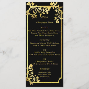 Menu Roses Gold Foil sur cadre métal or
