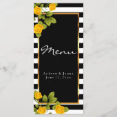 Menu Roses jaunes sur bandes noires et blanches (Dos)