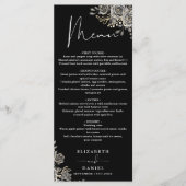 Menu Roses Noires Et Blanches Florales Gothique Mariage (Devant)