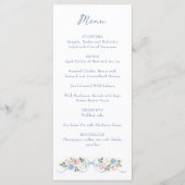 Menu Roses pastel rose, blanches et bleues & ruban (Devant)