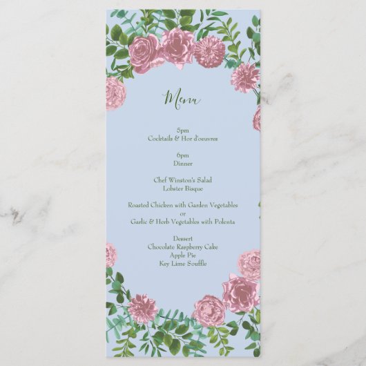 Menu Roses roses Jardin Printemps Mariage (Devant)