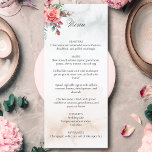 Menu Roses roses romantiques et calligraphie<br><div class="desc">Jolie grappe d'élégantes aquarelles rose vif et feuillage vert sur un subtil arrière - plan pastel aquarelle. Fonctionne avec un graphique texte "Menu" en police de script personnalisée (ou supprimer et customiser dans l'éditeur de conception) avec des champs de texte modifiables. Inclut des blocs de champs de texte modifiables pour...</div>