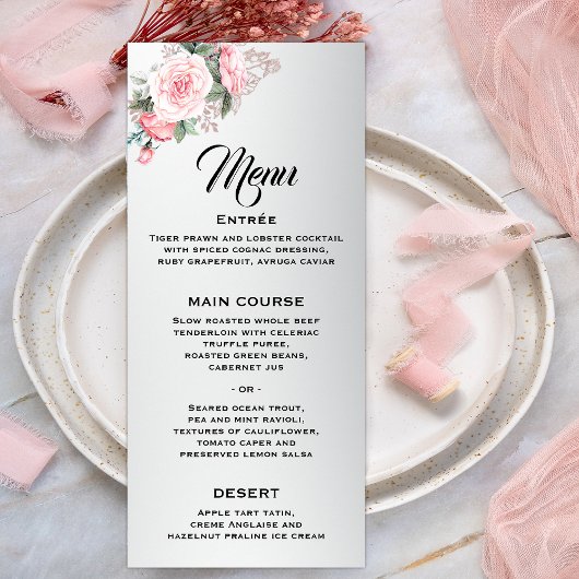 Menu Roses roses roses et Mariage d'argent de luxe