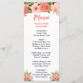 Menu Roses rouges corail avec feuillage (Devant)