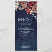 Menu Roses rouges de Bourgogne Fleurs Bleu marine Maria (Devant)