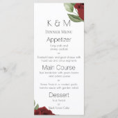 Menu Roses Rouges Élégantes sur Fond Blanc (Devant)