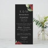 Menu Roses Rouges Élégantes sur Fond Noir (Debout devant)